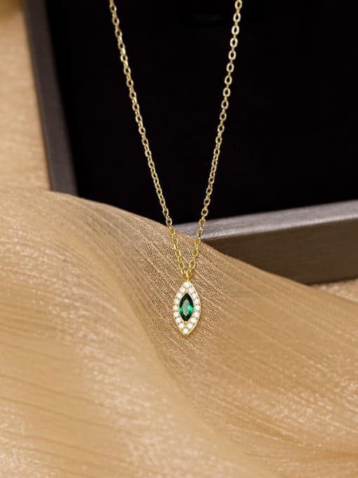 NS758 [Gold] 925 Sterling Silver Cubic Zirconia Evil Eye Dainty Necklace